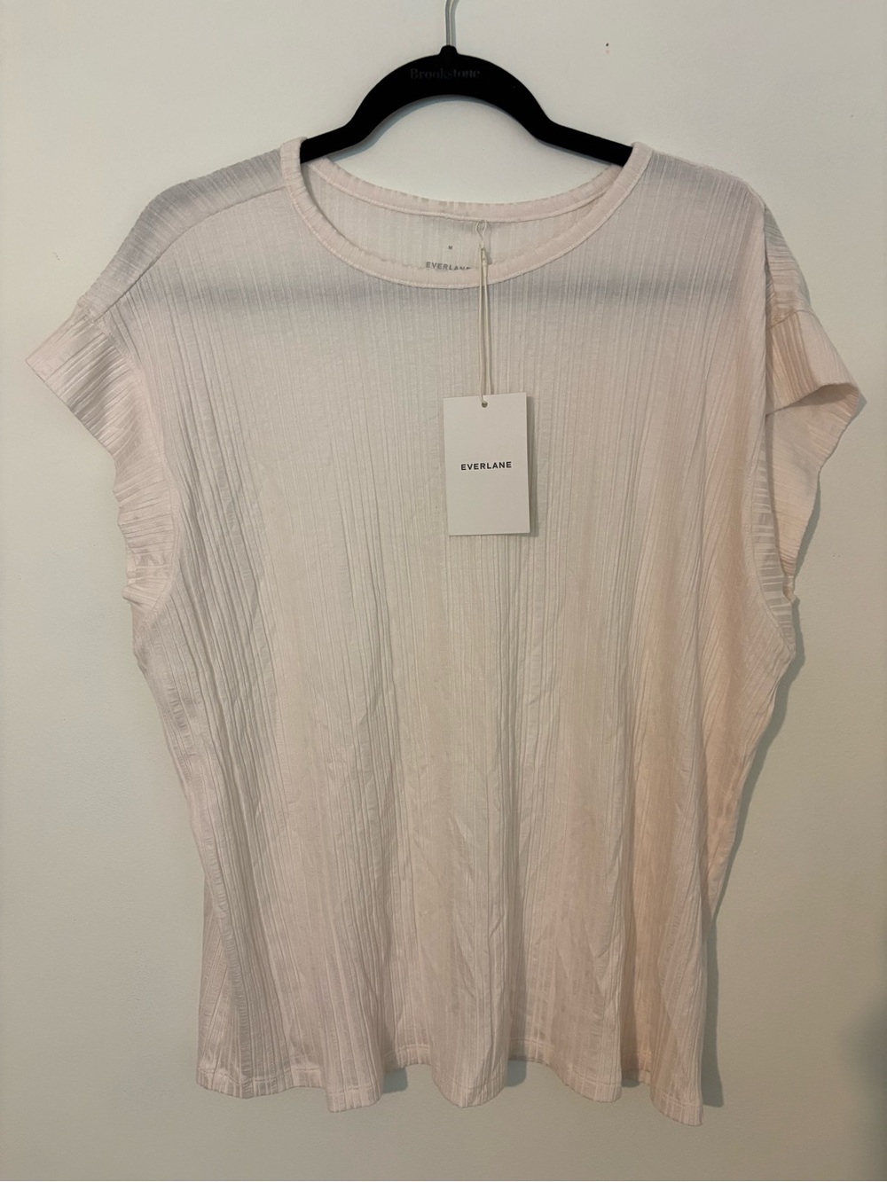 NWT Everlane Off White Rib Muscle Tee Short Sleeve Neutral Chic Feminine Casual - Picture 6 of 11